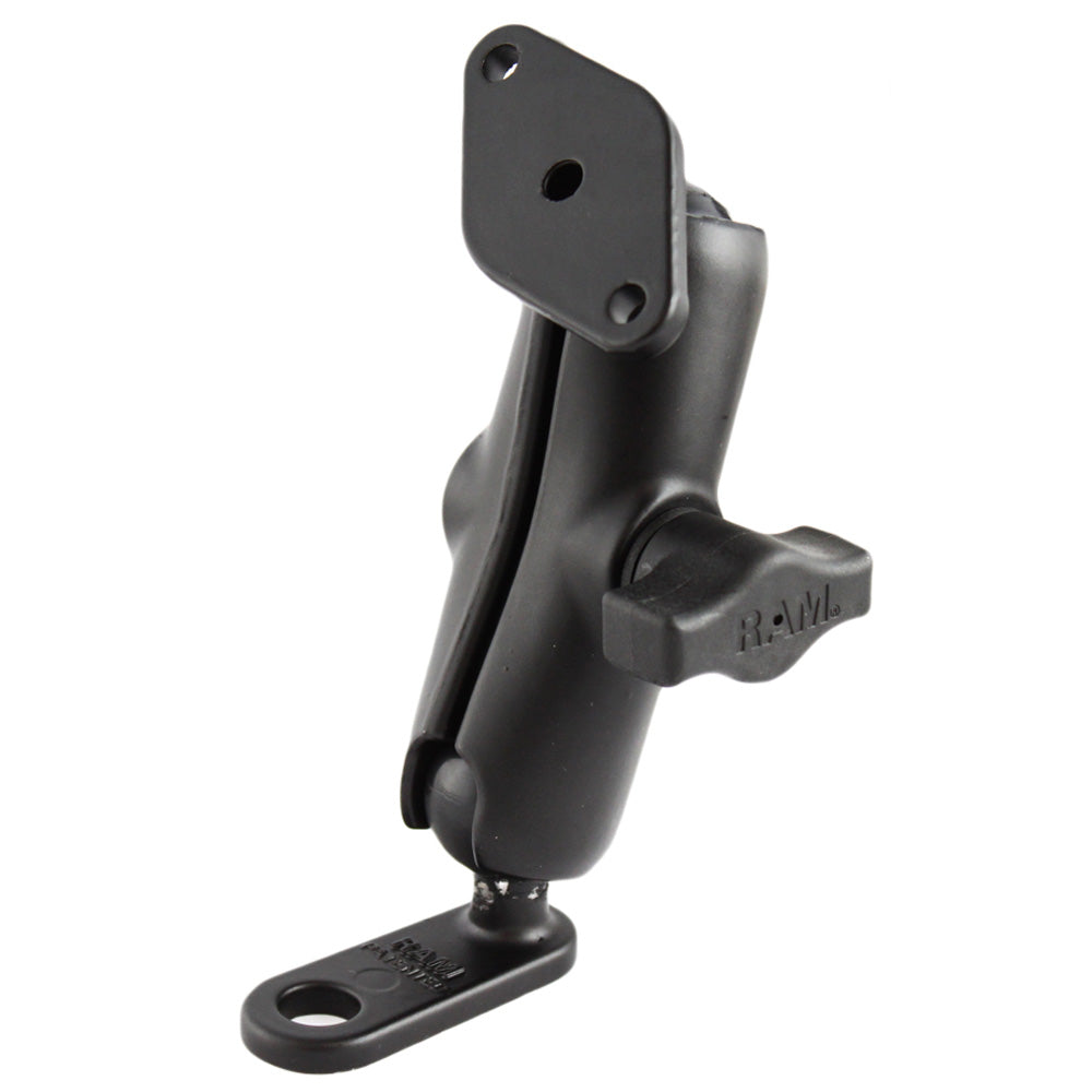 Base plana RAM Mount de 11 mm con brazo de doble articulación y adaptador de diamante