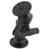 Soporte de bola RAM de 1.5" con brazo de doble enchufe corto y dos bases redondas de 2.5"