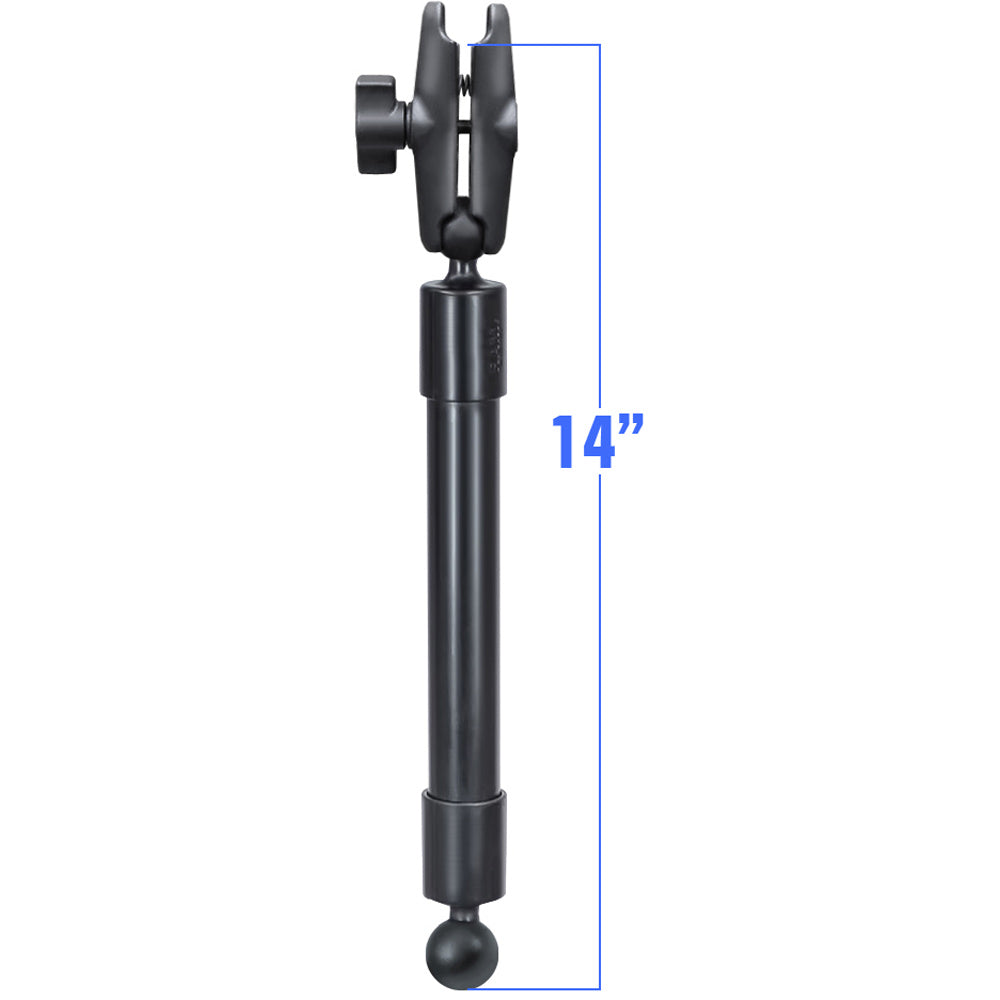 Brazo de extensión RAM Mount de 14" de largo con 2 extremos de bola de 1" y brazo de doble socket