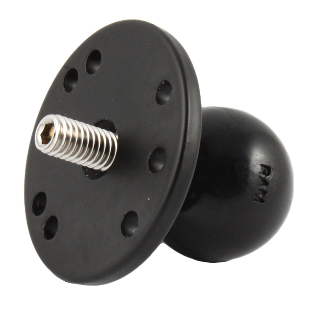 Base redonda de 2.5" con bola de 1.5" y poste roscado macho de 3/8"-16 para cámaras RAM Mount