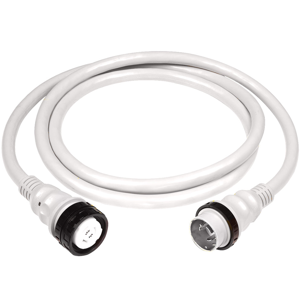 Cable de alimentación de muelle Marinco de 50 amperios y 125/250 V - 25' - Blanco