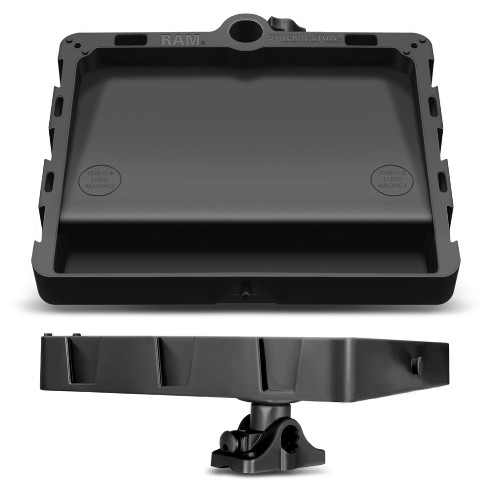 Tabla de cebo RAM Mount STACK-N-STOW con base combinada para mamparo/superficie plana y émbolo