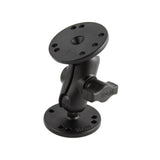Brazo corto de doble enchufe para bola RAM Mount de 1" con 2 bases redondas de 2.5"