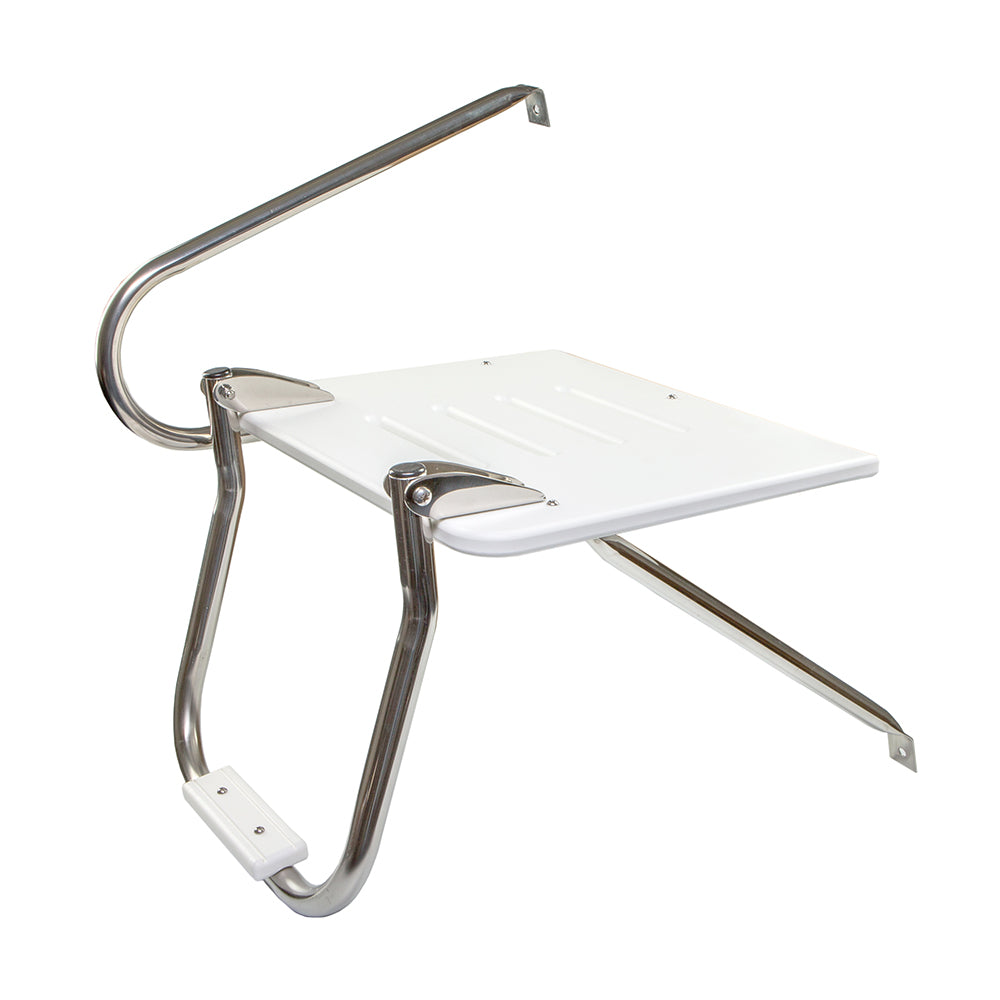 Plataforma de baño Whitecap de polietileno blanco con escalera para motores fuera de borda