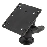 Placa VESA de base cuadrada RAM Mount de 4.75" con patrones de orificios de 75 mm y 100 mm y brazo corto para montaje en superficie