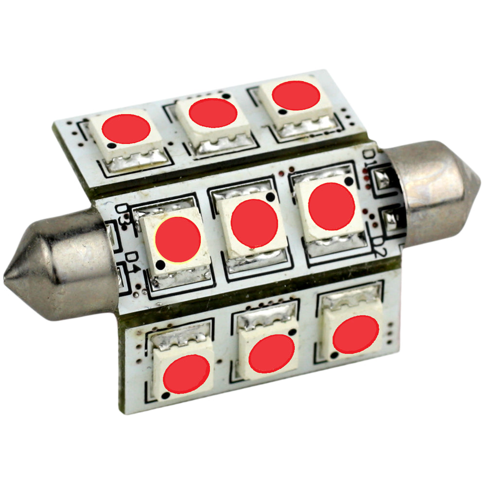 Bombilla LED de festón con punta Lunasea, 9 LED, 42 mm, roja