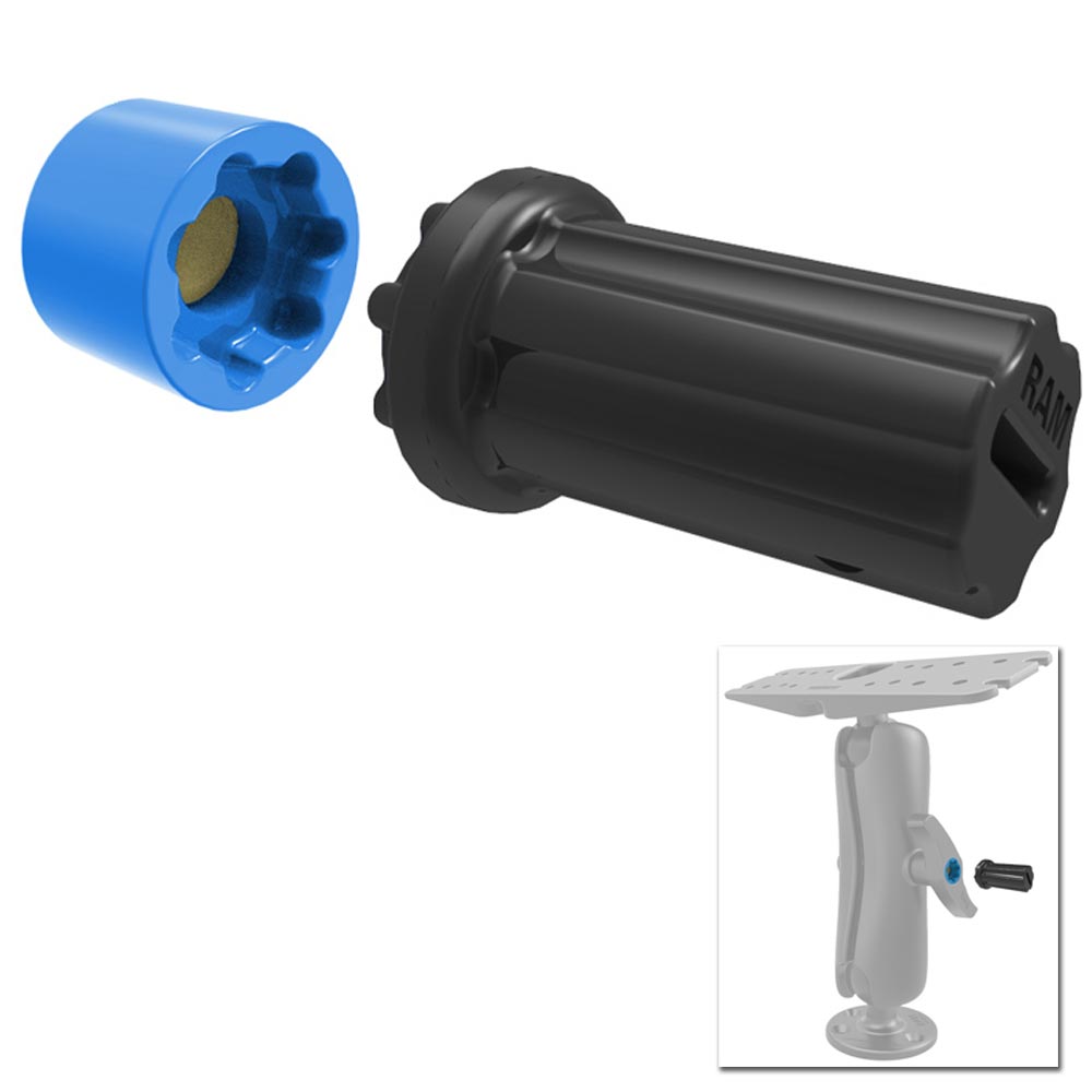 Tuerca de seguridad RAM Mount con llave y perilla combinada para brazos de tamaño D/E de 2.25"/3.38" de diámetro