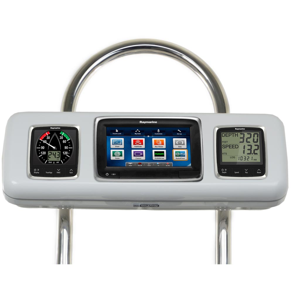 Sistema NavPod GP2605 Precortado para Raymarine a75 / a77 / a78 y 2 Instrumentos para Guardamancebos de 12" de ancho