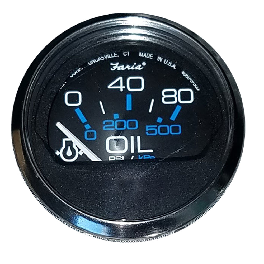 Medidor de presión de aceite Faria Chesapeake Negro de 2" (80 PSI)