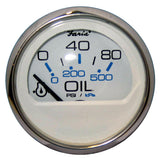 Indicador de presión de aceite Faria Chesapeake White SS de 2" (80 PSI)