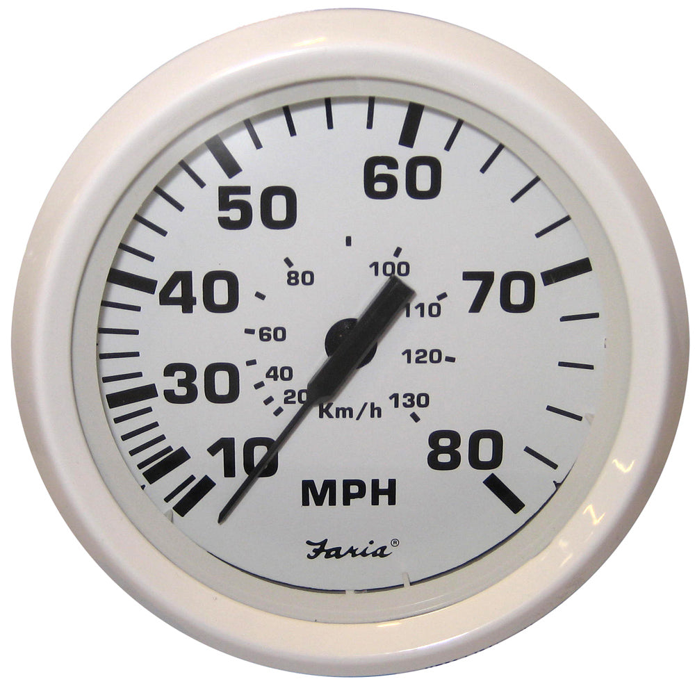 Velocímetro Faria Dress White de 4" - 80 MPH (Pitot)