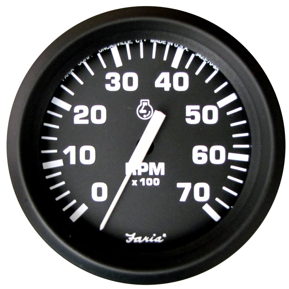 Faria Euro Negro Tacómetro de 4" - 7,000 RPM (Gasolina - Todos los fueraborda)