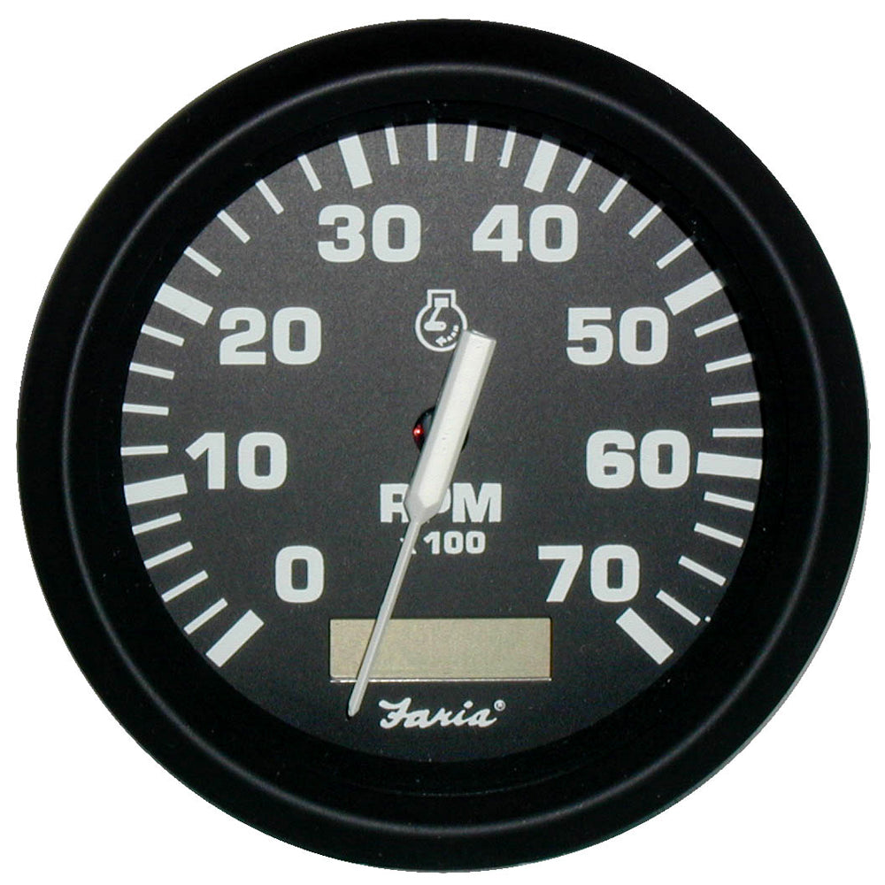 Tacómetro Faria Euro Black 4" con horómetro - 7,000 RPM (gasolina - fueraborda)