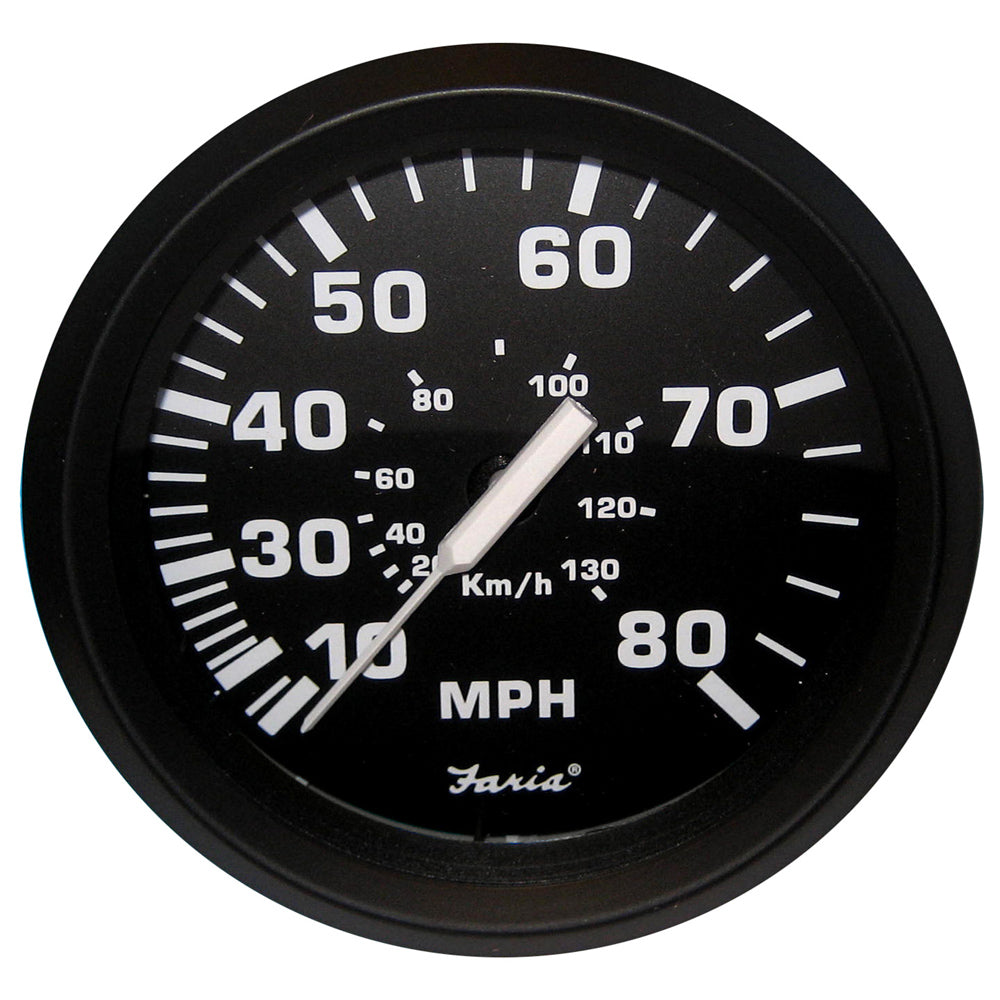 Velocímetro Faria Euro Black de 4" - 80 MPH (Pitot)