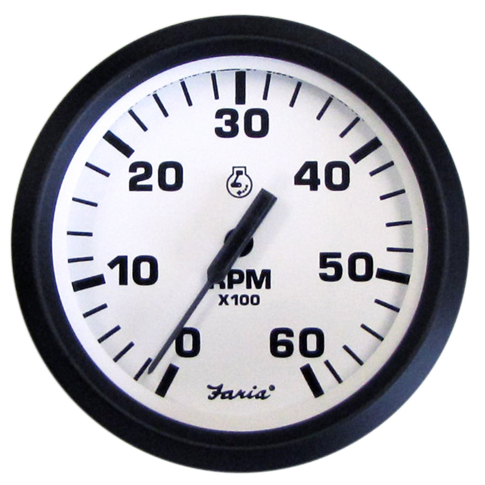 Tacómetro Faria Euro White de 4" - 6000 RPM (Gasolina) (Intraborda y dentro/fuera de borda)