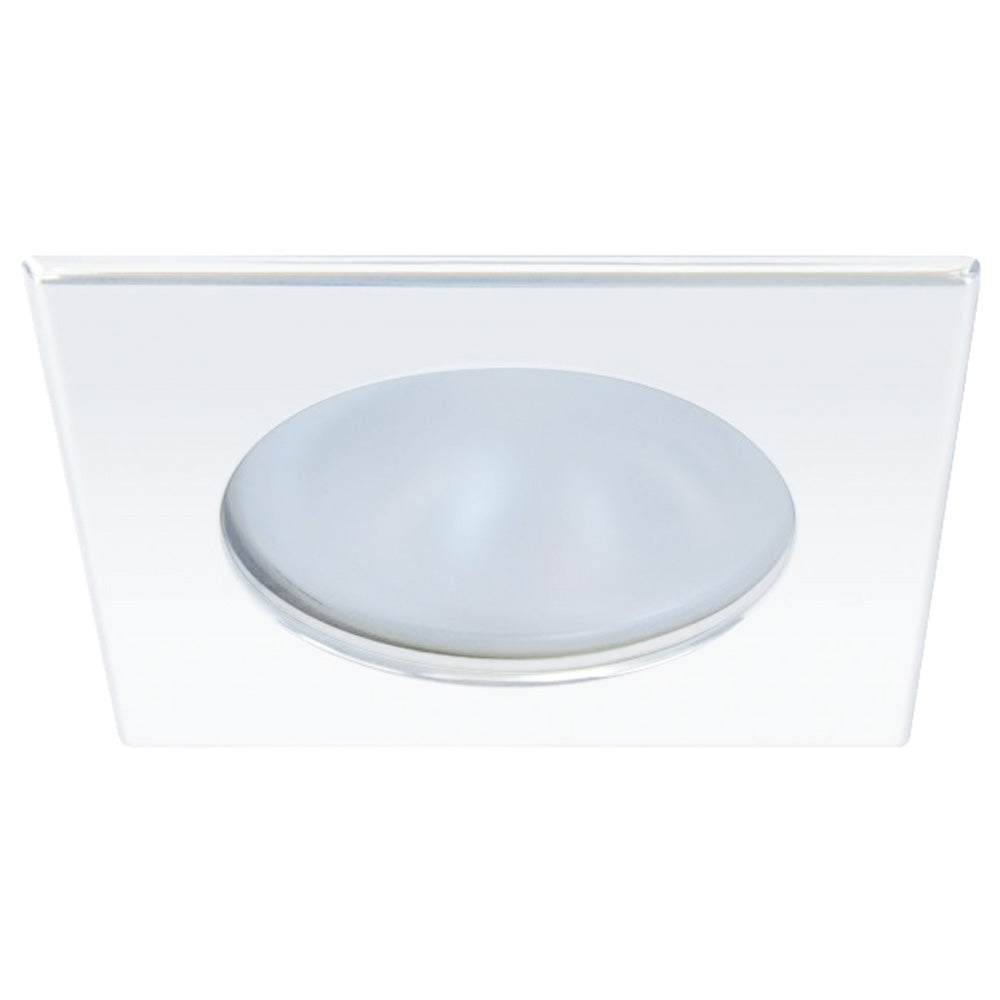 Downlight LED Quick Blake XP - 4W, IP66, montaje con muelles - Bisel cuadrado blanco, luz redonda blanco cálido