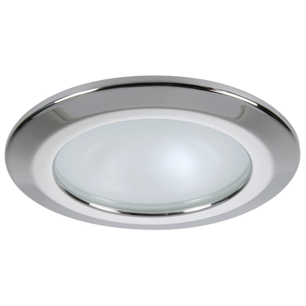 Downlight LED Quick Kor XP - 4W, IP66, montaje con tornillos - Bisel redondo de acero inoxidable, luz redonda blanco cálido