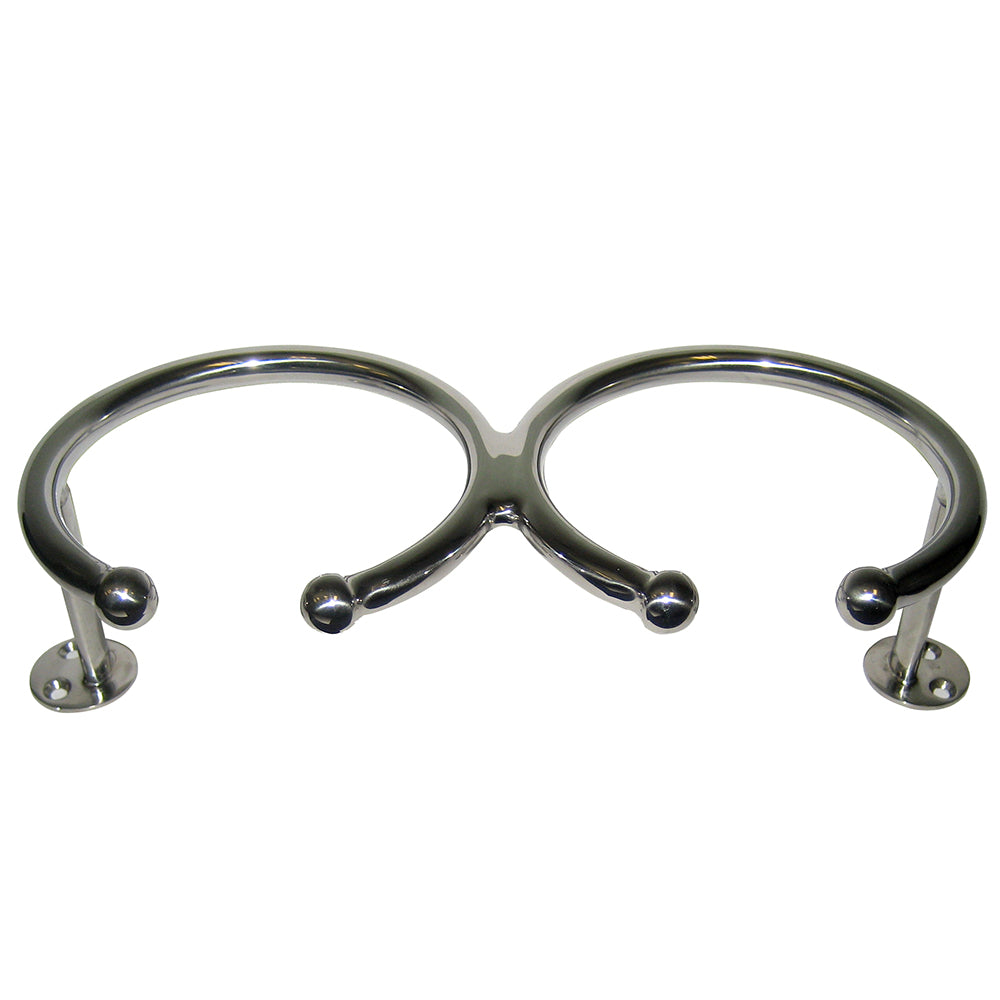 Portavasos de montaje superior Whitecap de acero inoxidable - 2 bebidas - Montaje en base