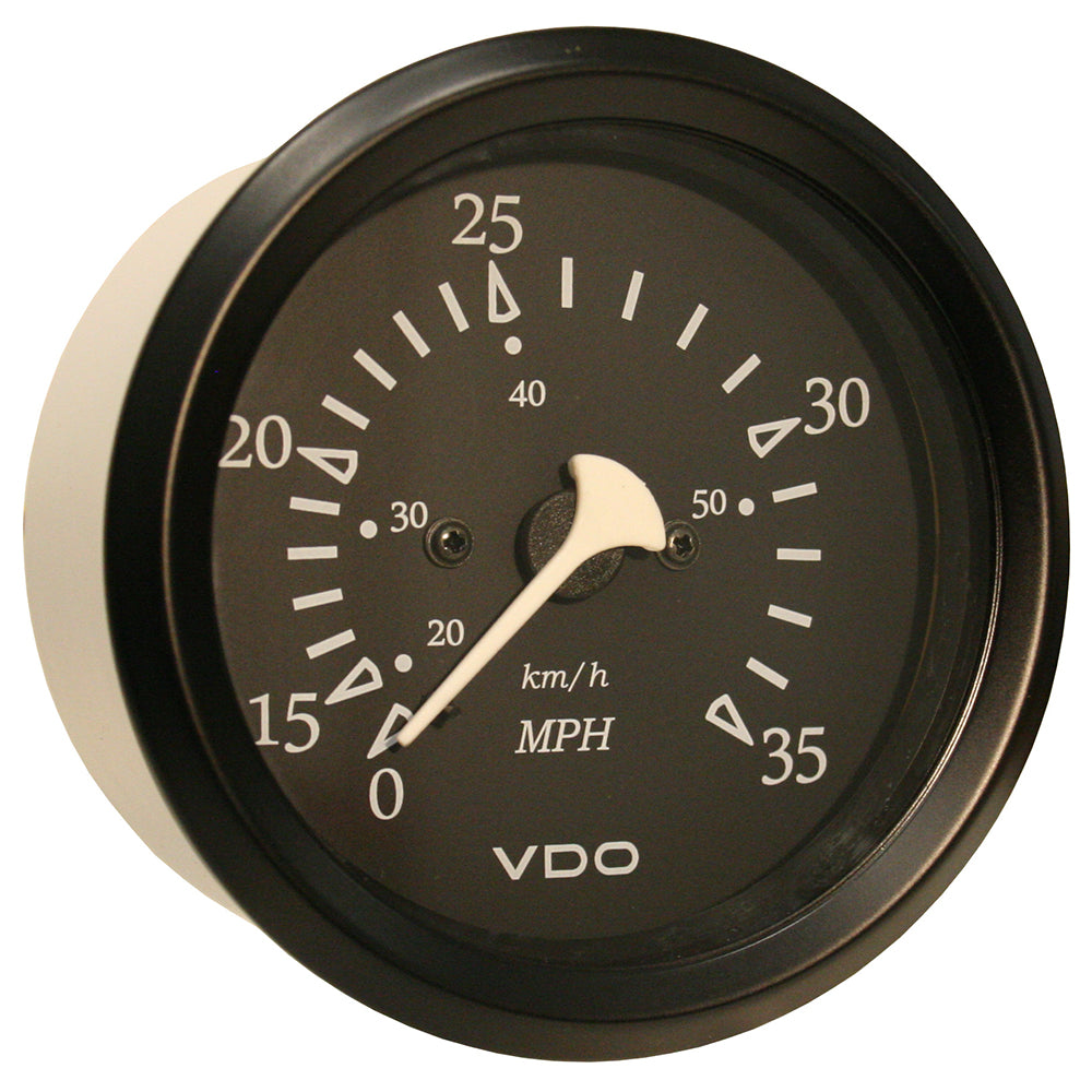 Velocímetro VDO Cockpit Marine de 85 mm (3-3/8") y 35 MPH con tubo Pitot - Esfera/Bisel Negro