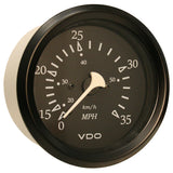 Velocímetro VDO Cockpit Marine de 85 mm (3-3/8") y 35 MPH con tubo Pitot - Esfera/Bisel Negro