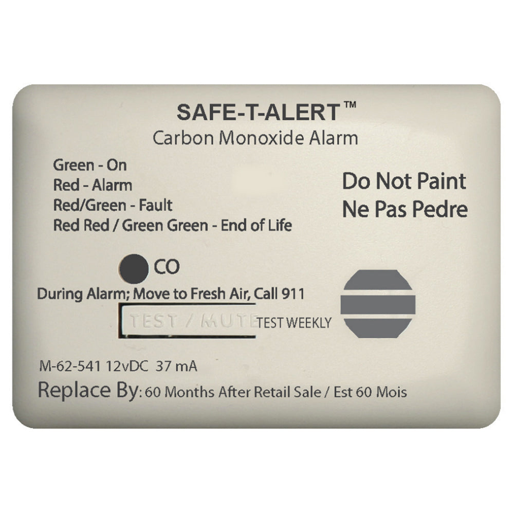 Alarma de monóxido de carbono Safe-T-Alert Serie 62 - 12 V - 62-541-Montaje en superficie marino - Blanco