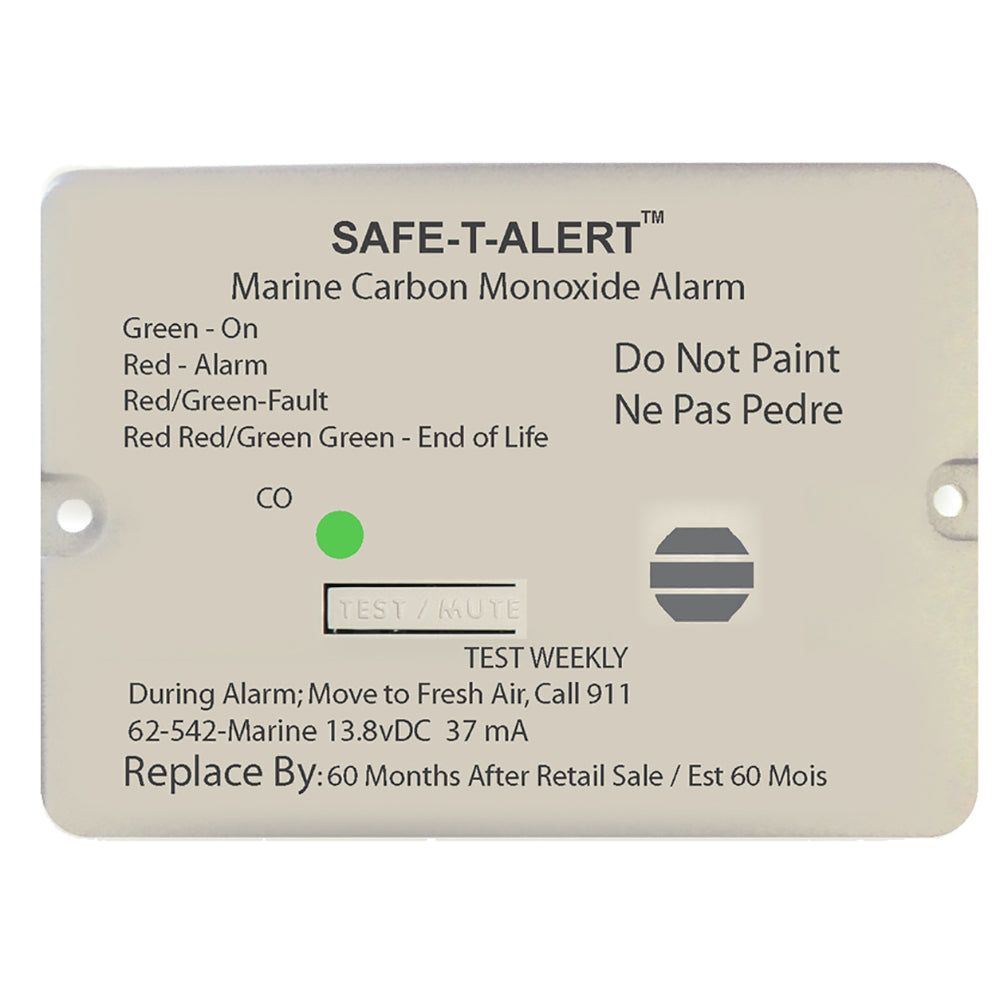 Alarma de monóxido de carbono Safe-T-Alert Serie 62 con relé - 12V - 62-542-Marine-RLY-NC - Montaje empotrado - Blanca