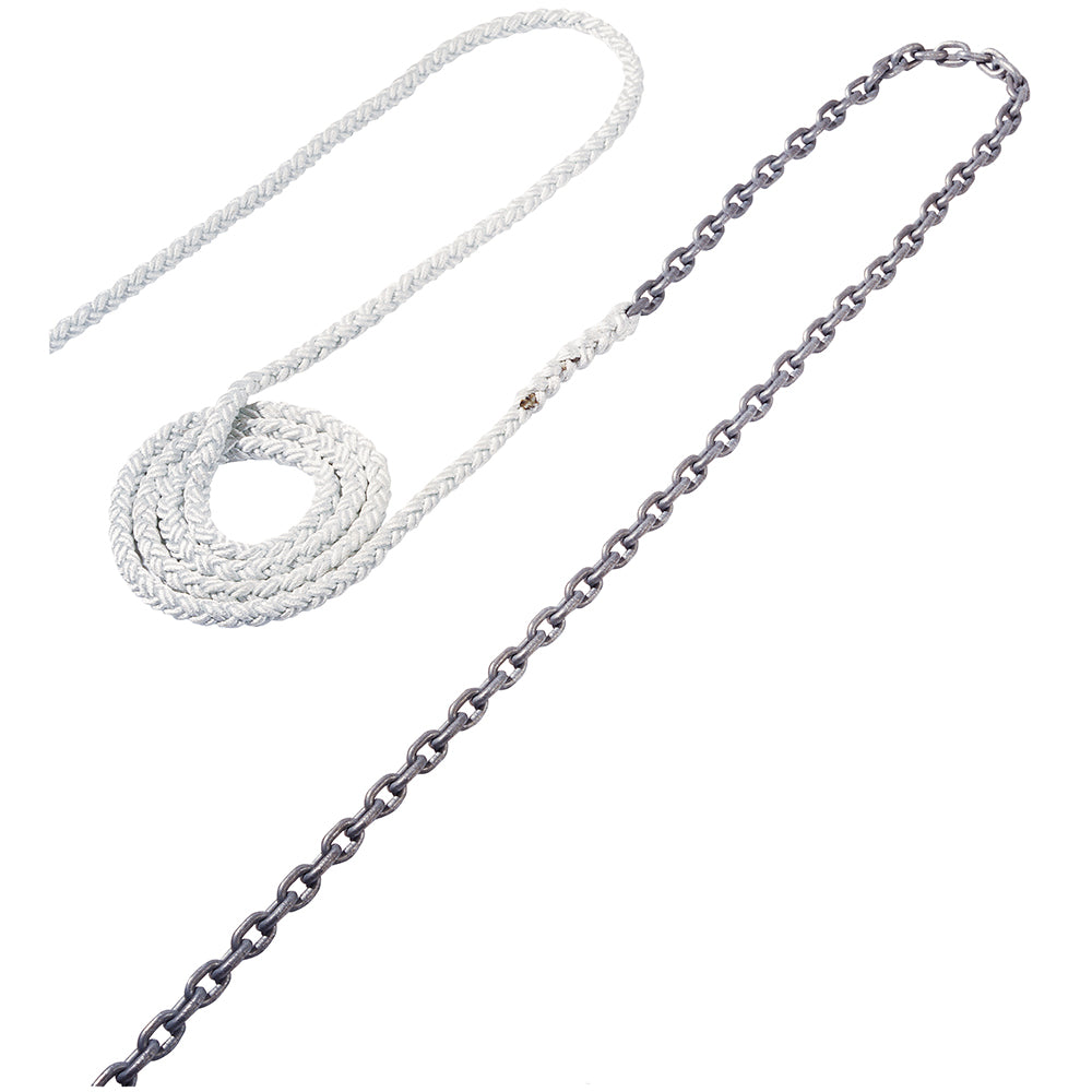 Cadena de ancla Maxwell - 4,57 m de cadena de 7,9 mm a 45,72 m de cabo Brait de nailon de 15,87 mm