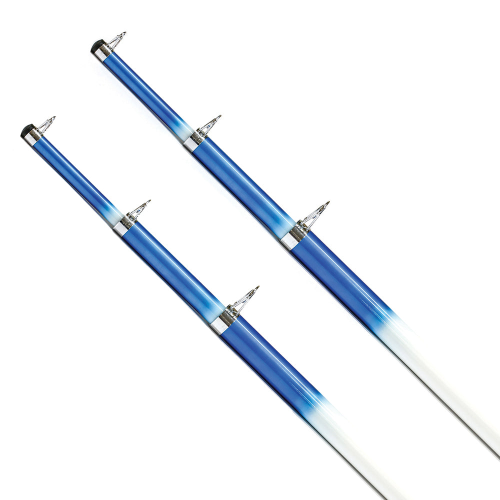 Postes telescópicos para tangones Tigress de fibra de vidrio de 15' - 1-1/8" D.E. - Blanco/Azul - Par