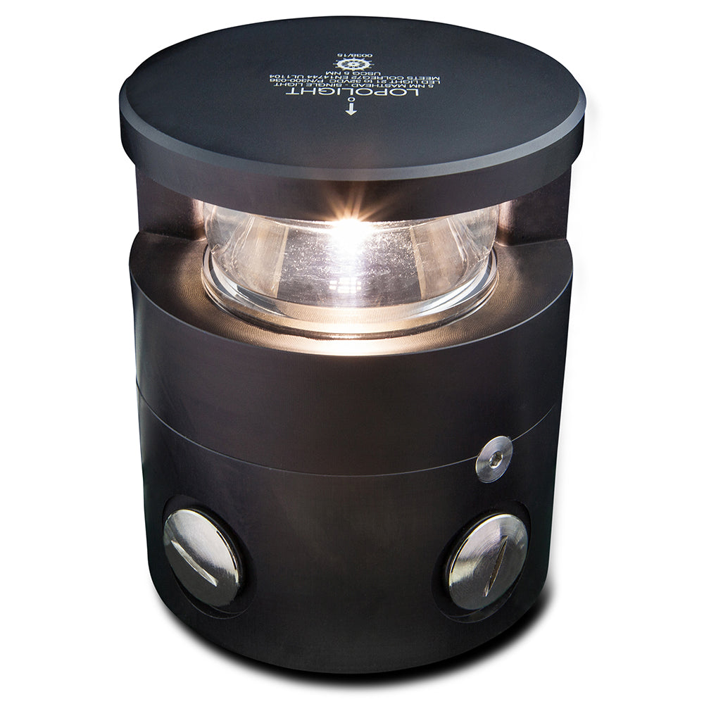 Lopolight Serie 300-036 - Luz de tope de mástil - 5MN - Montaje horizontal - Blanca - Carcasa negra