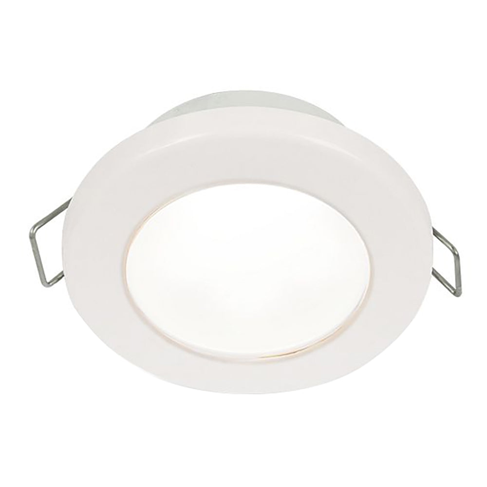 Hella Marine EuroLED 75 3" Redondo Montaje con Muelle Luz Descendente - LED Blanco - Aro Plástico Blanco - 12V
