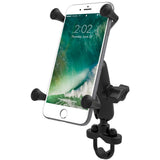 Soporte para manillar RAM Mount con base de perno en U recubierto de zinc y cuna universal X-Grip® para teléfonos grandes/phablets