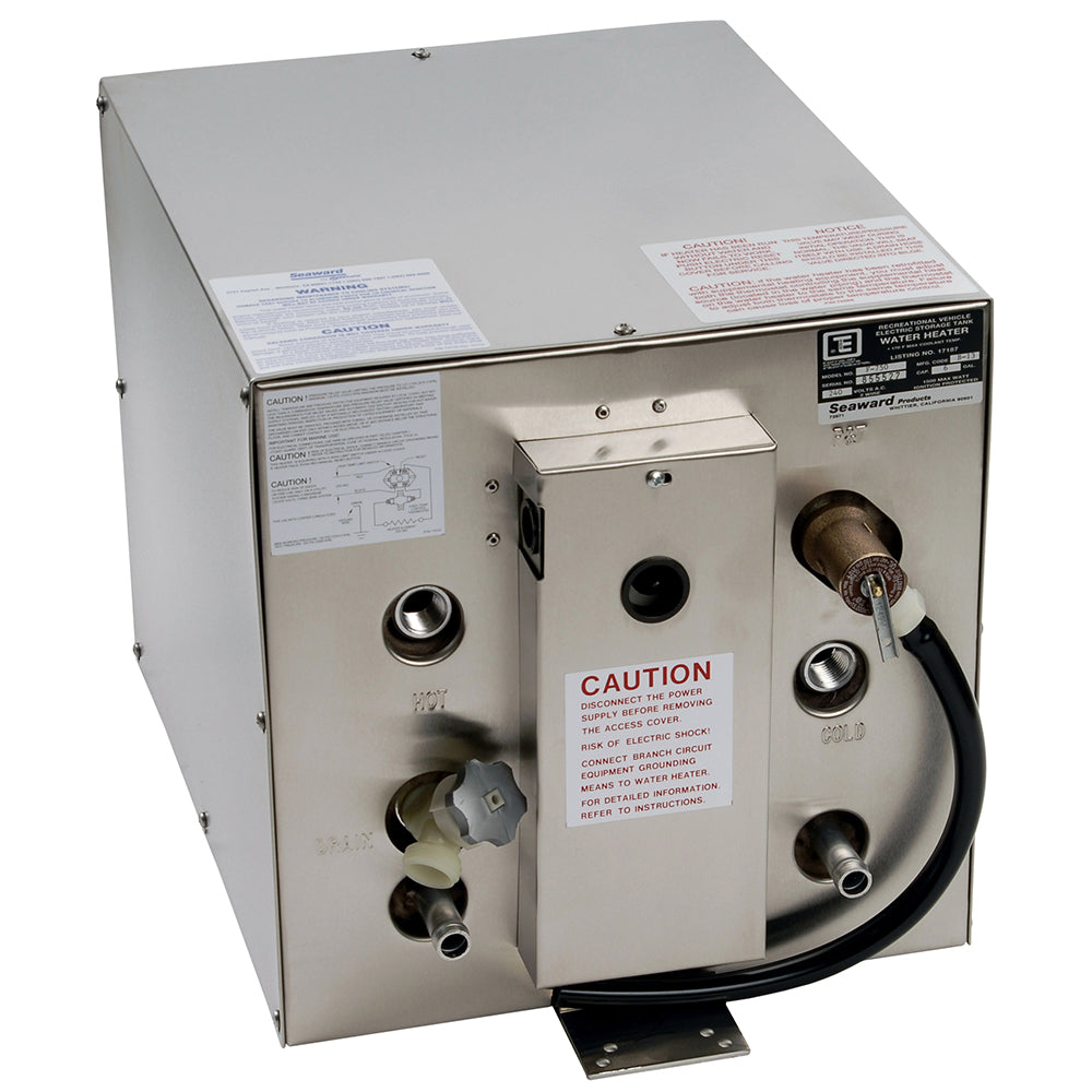 Calentador de agua Whale Seaward de 6 galones con intercambiador de calor frontal - Acero inoxidable - 240V - 1500W