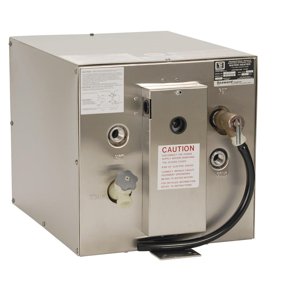 Calentador de agua Whale Seaward de 6 galones con intercambiador de calor trasero - Acero inoxidable - 240V - 1500W
