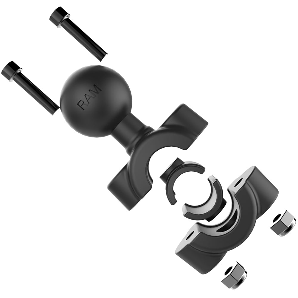 Base de montaje RAM® Torque™ para riel pequeño de 3/8" - 5/8" de diámetro con bola de 1", brazo corto y X-Grip® para teléfonos grandes