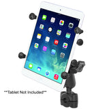 Base de mini riel RAM® Torque™ para diámetros de 3/8" - 5/8" con bola de 1", brazo medio y soporte X-Grip® para tabletas de 7-8"