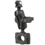 Base RAM Mount RAM® Torque™ para manillar/riel de 3/4" - 1" de diámetro con bola de 1", brazo CORTO y soporte para GoPro®/cámara de acción