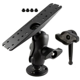 Soporte de bola Ram Mount tamaño D de 2.25" con placa rectangular de 11" x 3", placa redonda de 3.68" y llave Hi-Torq™