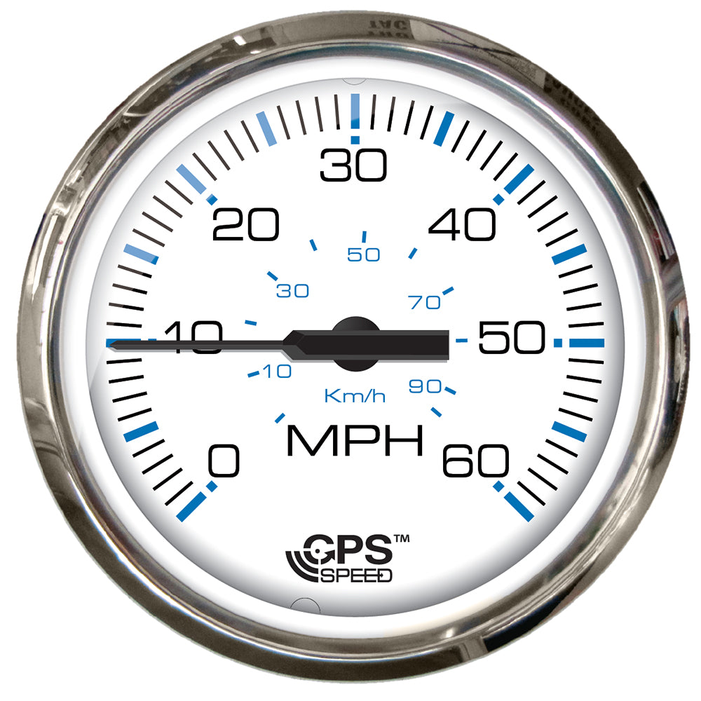 Velocímetro con pernos Faria Chesapeake blanco de acero inoxidable de 4" - 60 MPH (GPS)