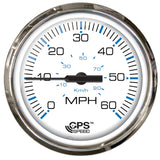 Velocímetro con pernos Faria Chesapeake blanco de acero inoxidable de 4" - 60 MPH (GPS)