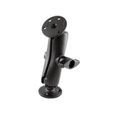 RAM Mount D Size 2.25" Ball Mount w/2 - 3.68" Round Plate & Medium Length Double Socket Arm