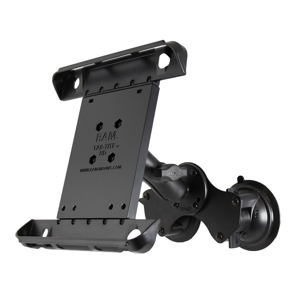 RAM Mount Double Twist-Lock™ Suction Cup Mount w/Tab-Tite™ Universal Spring Loaded Cradle f/Apple iPad 1-4 w/or w/o Light Duty Case