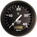 Tacómetro Faria Euro Black de 4" con horómetro (4000 RPM) (Diésel) (Toma mecánica y alternador de relación variable)