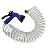 Manguera en espiral blanca Whitecap de 50' con boquilla ajustable