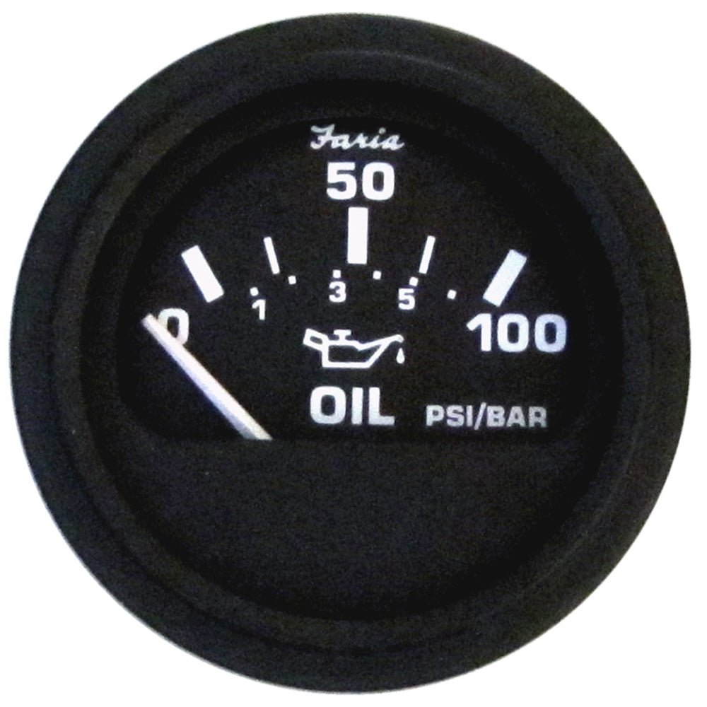 Manómetro de presión de aceite Faria Euro Black de 2" (100 PSI)
