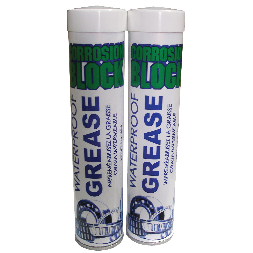Grasa impermeable de alto rendimiento Corrosion Block - (2) cartuchos de 3 oz - No peligrosa, no inflamable y no tóxica