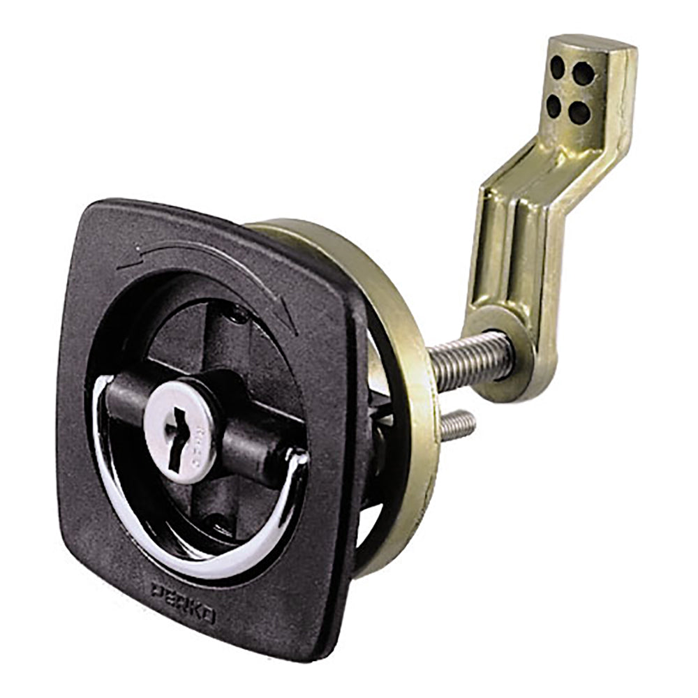 Cierre de embutir negro Perko - 2.5" x 2.5" con barra de leva desplazada y cerradero de polímero flexible