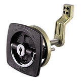 Cierre de embutir negro Perko - 2.5" x 2.5" con barra de leva desplazada y cerradero de polímero flexible