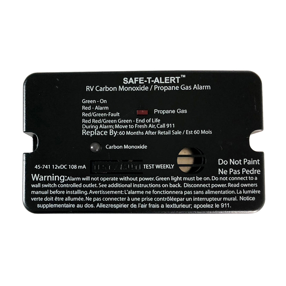Alarma combinada de monóxido de carbono y propano de montaje en superficie Safe-T-Alert serie 45 - Negra