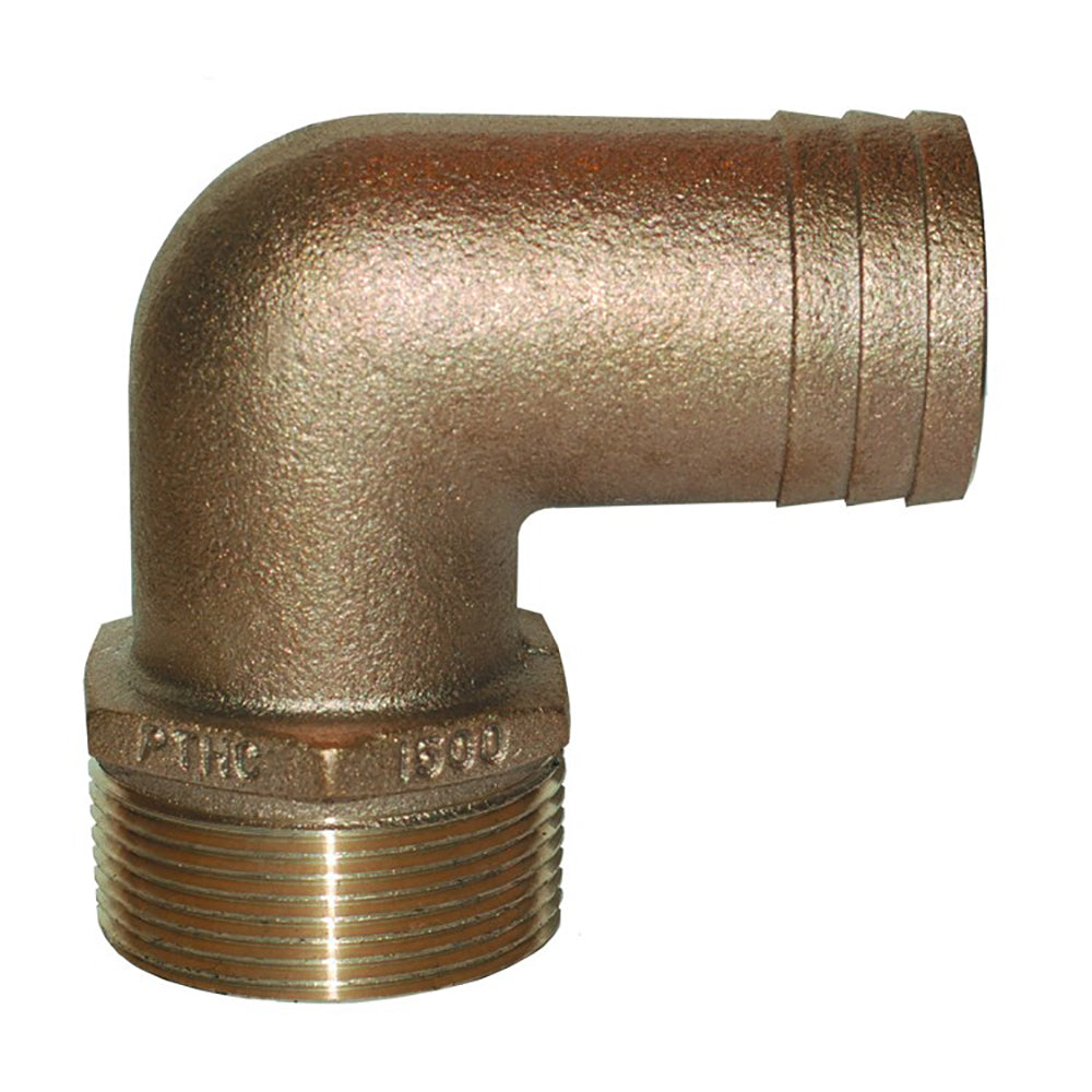 GROCO Codo estándar de 1" NPT x 1" ID de bronce de 90 grados para tubería a manguera