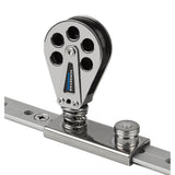Schaefer - Deslizador con resorte/revestido de acero inoxidable para riel en T de 1-1/4"